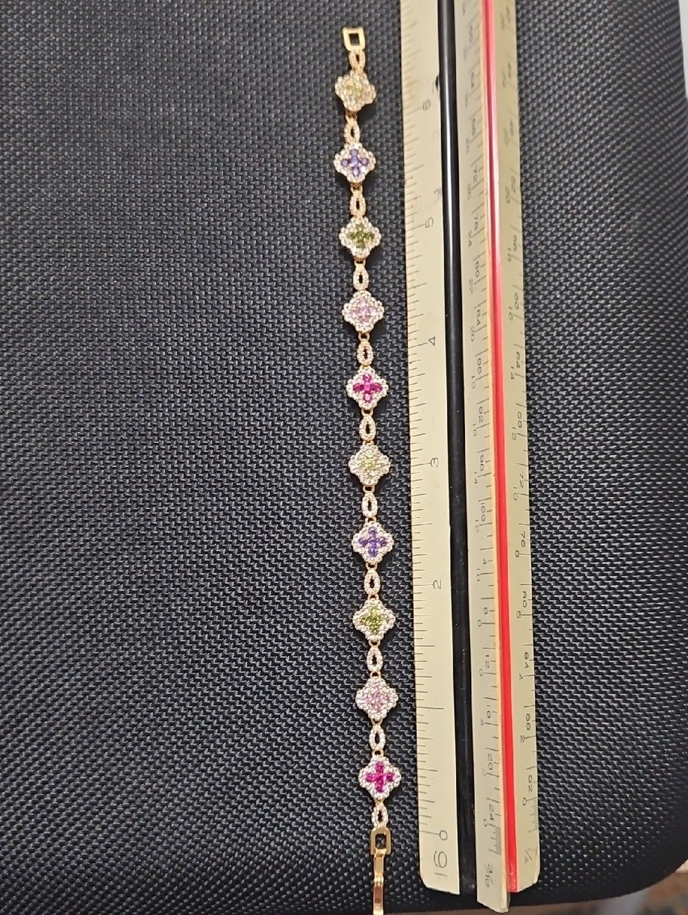 Gold Plated Multicolor Clover Link Bracelet.